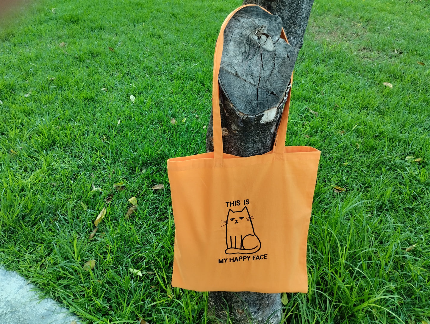 Cat with sarcastic face, Shopping - Tote bag, Machine embroidered, personalized with name or text