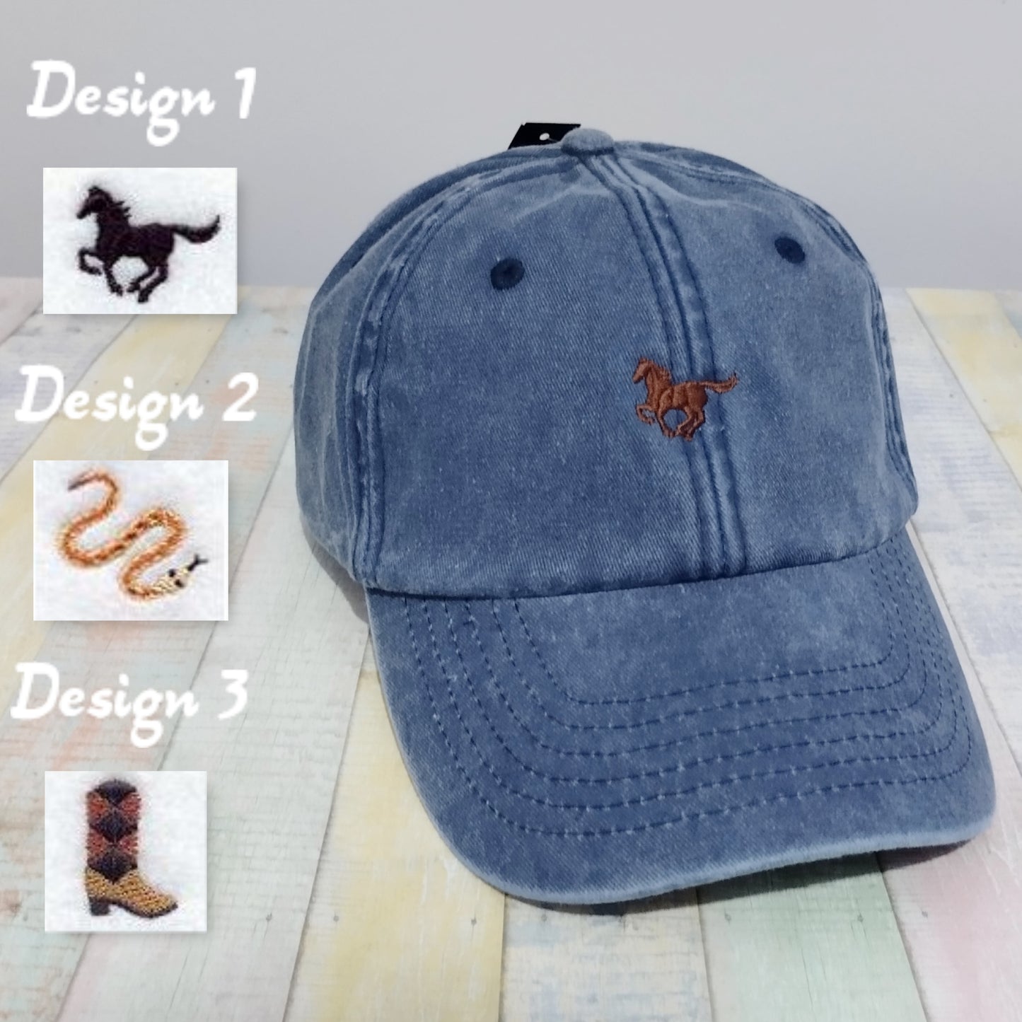 Wild horse, Desert snake, Cowboy boot - Baseball cap for adults - embroidered