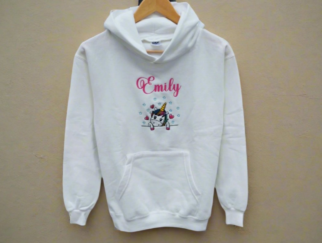 Unicorn with hearts - Hoodie for children personalized with design and the child's name