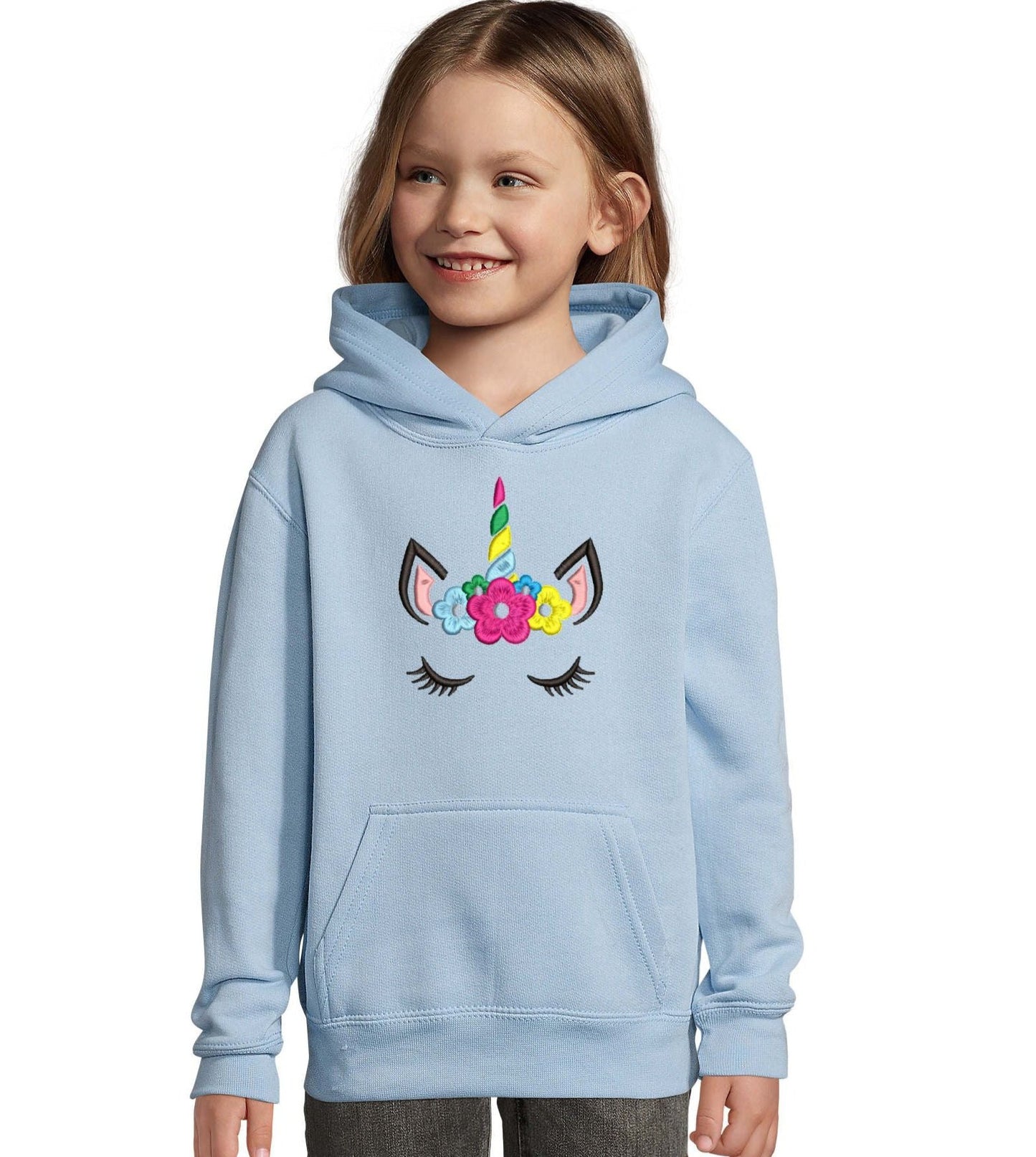 Unicorn face - Hoodie for children personalized with design and the child's name